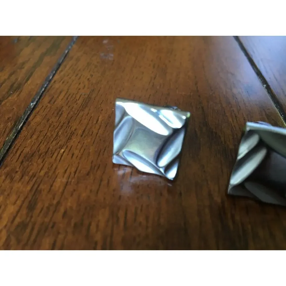 VTG Silvertone Cufflinks, Square with Etched Design